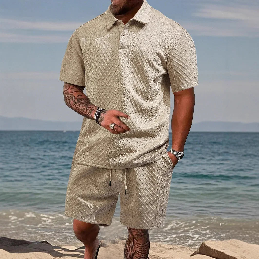 Conjunto Cristiano™ com Malha Trabalhada e Gola Polo Estruturada