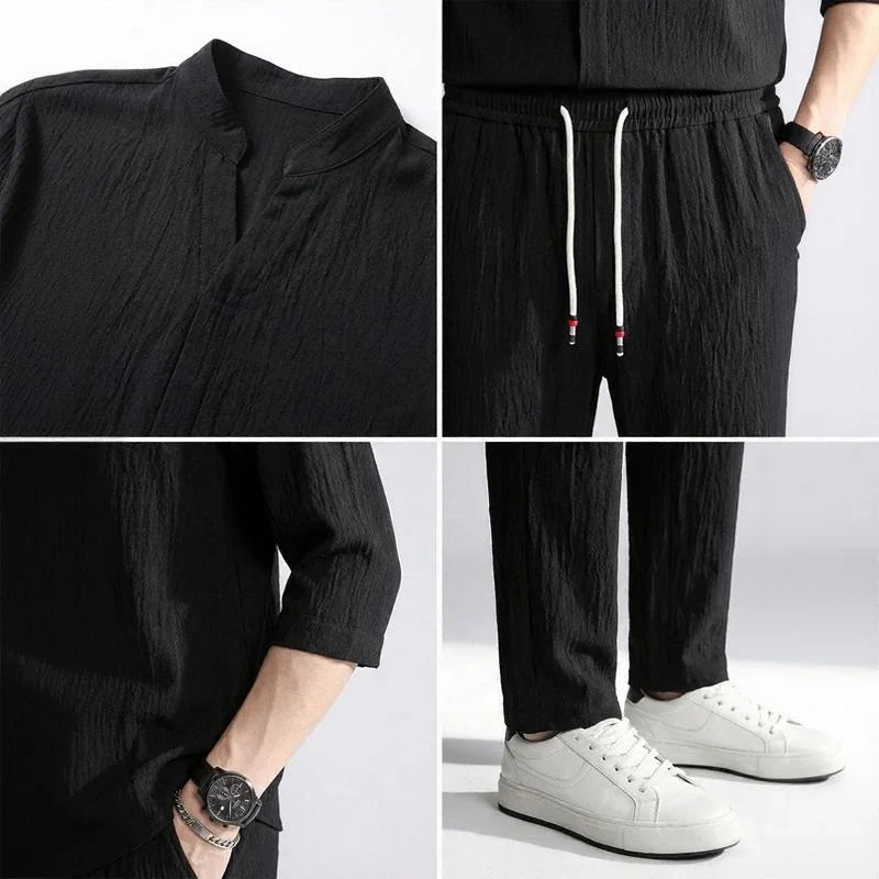 Conjunto Jonas™ com Camisa Manga 3/4 e Calça Bolso Faca
