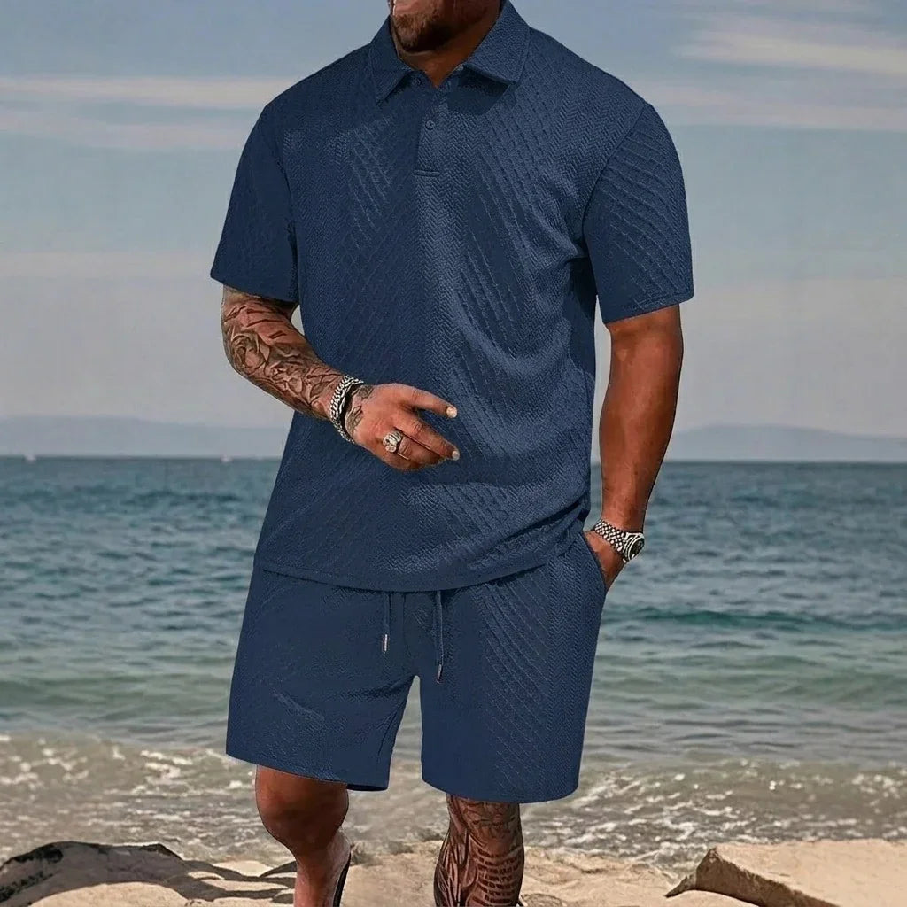 Conjunto Cristiano™ com Malha Trabalhada e Gola Polo Estruturada