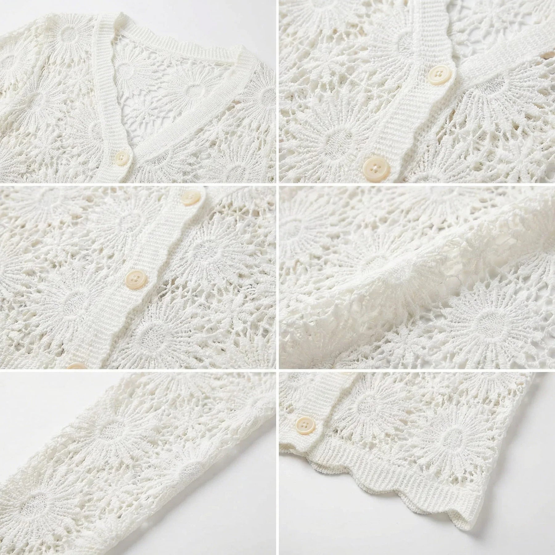 Cardigan Charlotte™ em Crochê Floral com Acabamento Artesanal Refinado