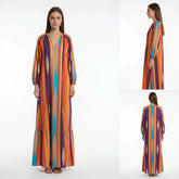 Vestido Camélia™ em Viscose com Decote em V e Mangas Levemente Bufantes
