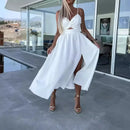 Vestido Fiora™ com Recorte Delicado e Fenda Elegante