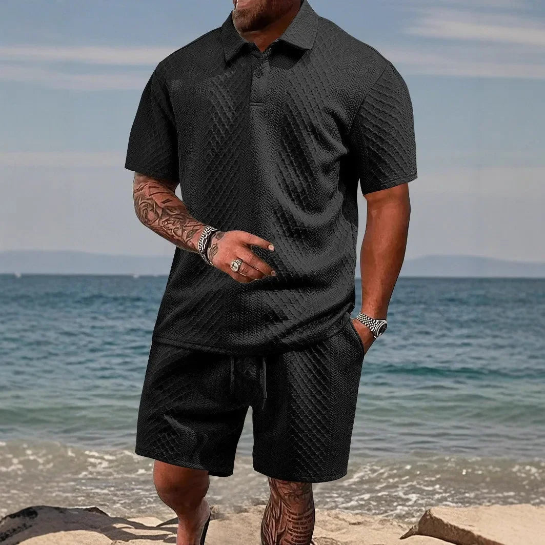 Conjunto Cristiano™ com Malha Trabalhada e Gola Polo Estruturada