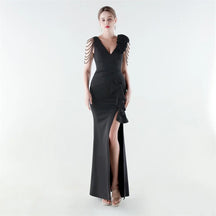 Vestido Aurielle™ com Ombro Decorado e Acabamento Premium