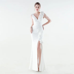 Vestido Aurielle™ com Ombro Decorado e Acabamento Premium