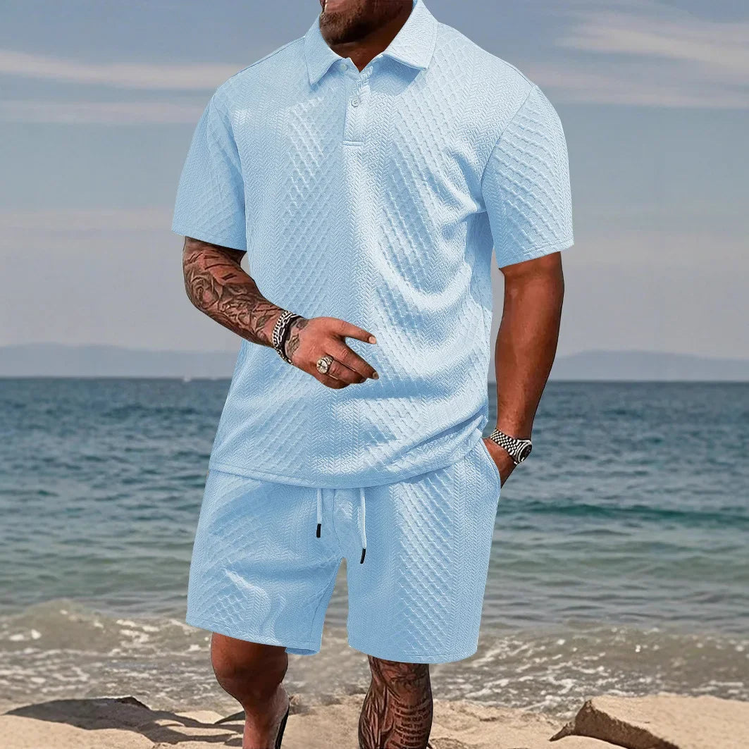 Conjunto Cristiano™ com Malha Trabalhada e Gola Polo Estruturada