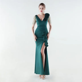 Vestido Aurielle™ com Ombro Decorado e Acabamento Premium