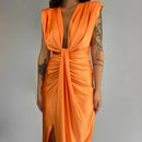 Vestido Kaelis™ com Design Refinado e Drapeado Moderno