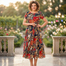 Vestido Midi Malta™ com Estampa Barroca + Cinto de Brinde