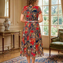 Vestido Midi Malta™ com Estampa Barroca + Cinto de Brinde