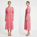 Vestido Valéria™ em Viscose Leve com Decote em V e Mangas Soltas