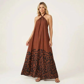 Vestido Longo Isla Nômade™ em Viscose Fluida com Estampa Selvagem