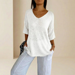 Blusa Carmim™ em Malha de Tricô Texturizada