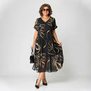 Vestido Francesca™ com Babado e Estampa Dourada