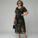 Vestido Francesca™ com Babado e Estampa Dourada