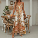 Vestido Aruba™ Longo com Estampa Ornamental e Alças Finas
