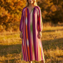 Vestido Camélia™ em Viscose com Decote em V e Mangas Levemente Bufantes