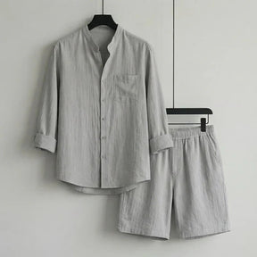 Conjunto Mediterrâneo Elite™ em Linho de Algodão e Visual Minimalista