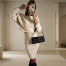 Conjunto Virginia Royale™ com Vestido Minimalista e Top Manga Longa