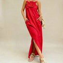 Vestido Carmela™ com Flor Artesanal e Design Elegante