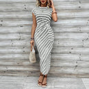 Vestido Dolce Riviera™ com Listras Elegantes e Amarração Lateral