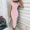 Vestido Dolce Riviera™ com Listras Elegantes e Amarração Lateral