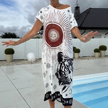 Vestido SeaBreeze™ com Estampas Artísticas e Caimento Solto
