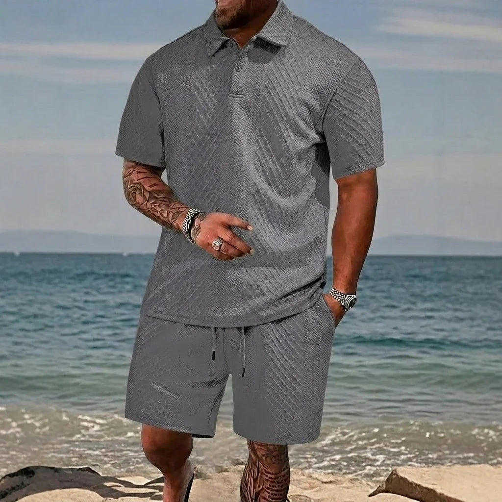 Conjunto Cristiano™ com Malha Trabalhada e Gola Polo Estruturada